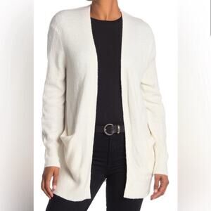 Madewell Cozy Walker Cream Colored Alpaca Wool Blend Open Cardigan Pockets Small